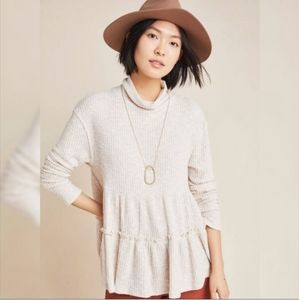 Anthropologie eri + ali Bronte Babydoll Waffle Tunic Top Medium